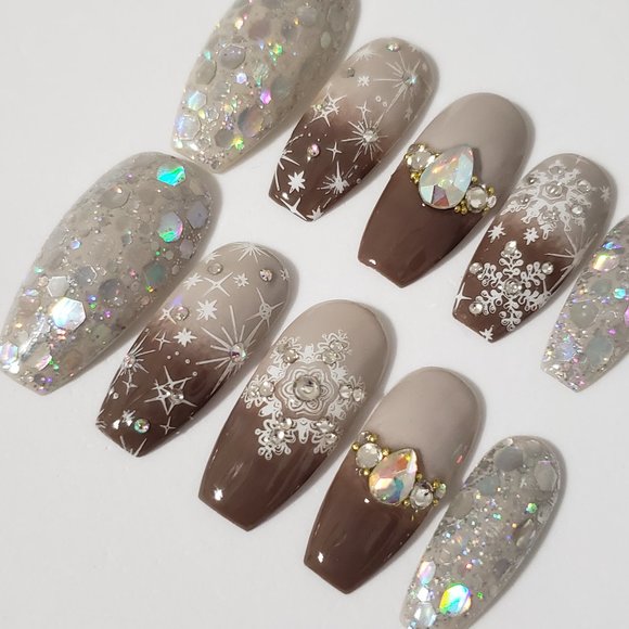 Long Ballerina Gel Press on nails - Picture 5 of 7